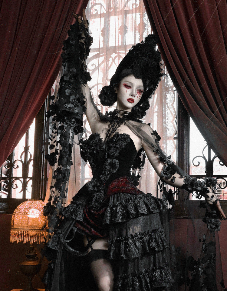 Áo corset Gothic ren nhung