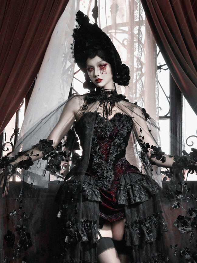 Áo corset Gothic ren nhung