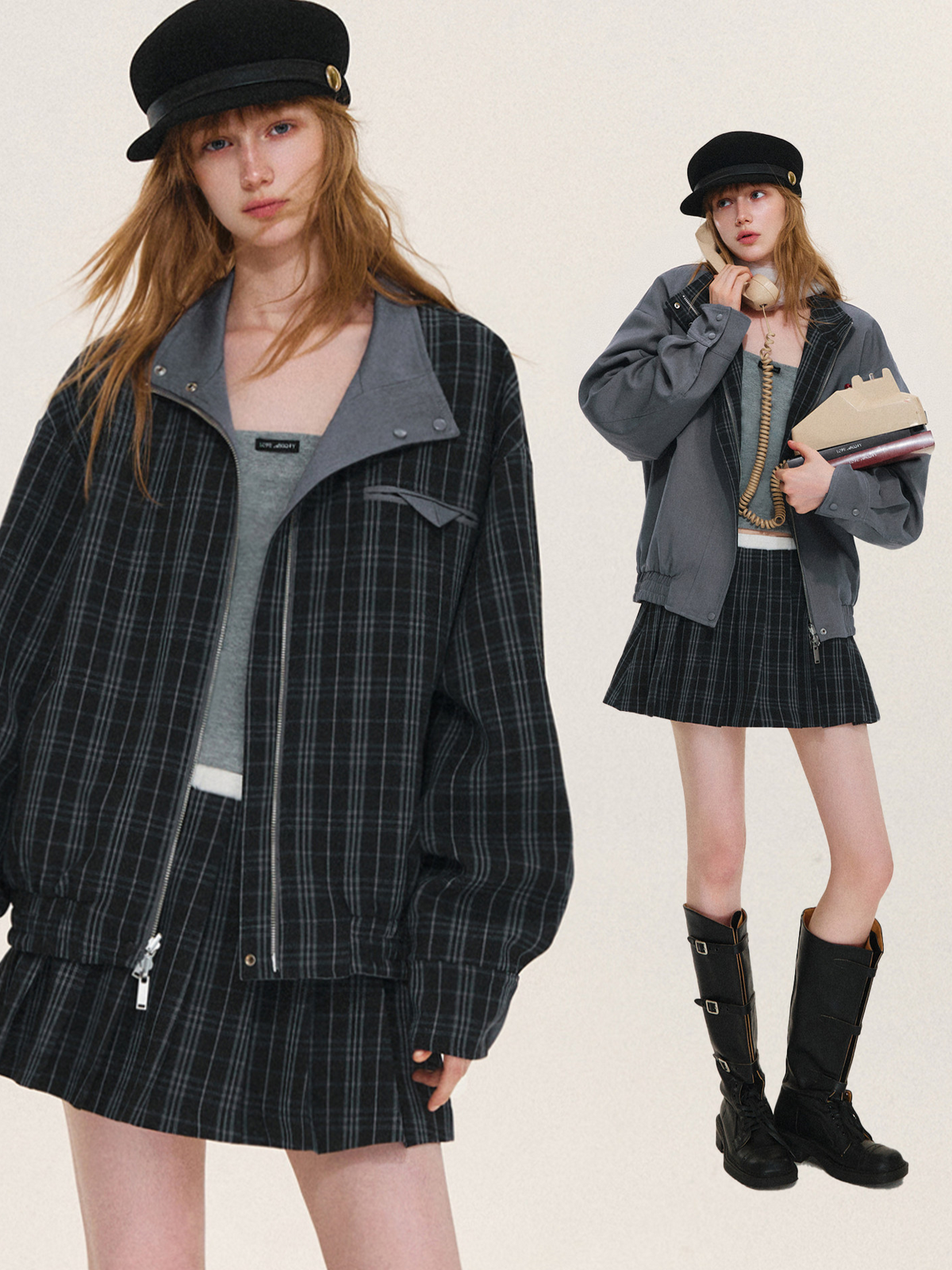 Reversible Plaid Boxy Jacket