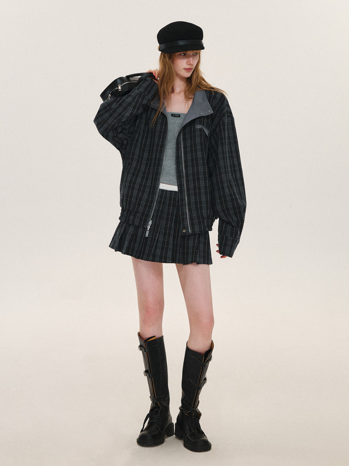 Reversible Plaid Boxy Jacket