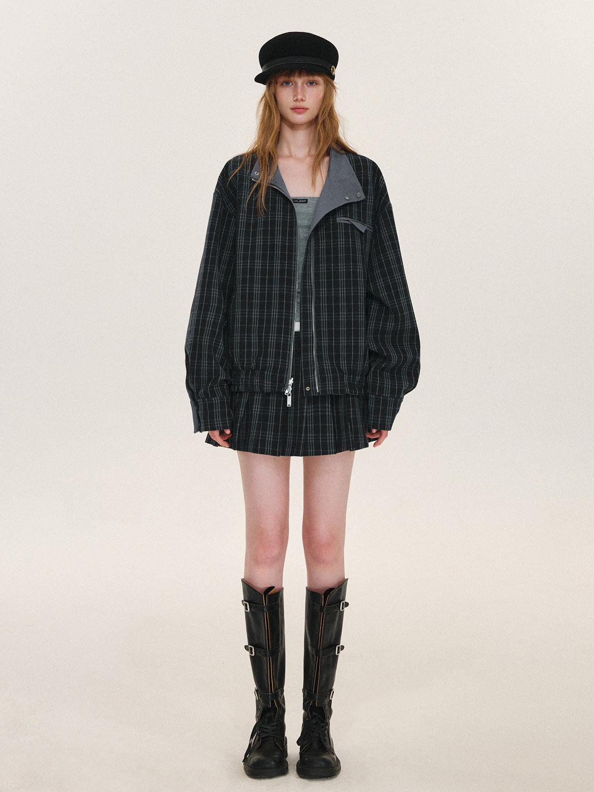 Reversible Plaid Boxy Jacket