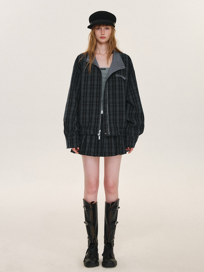 Reversible Plaid Boxy Jacket