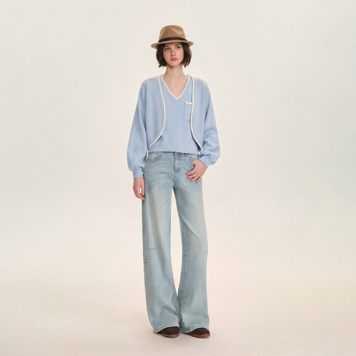 Fine Knit Cardigan Vest Set