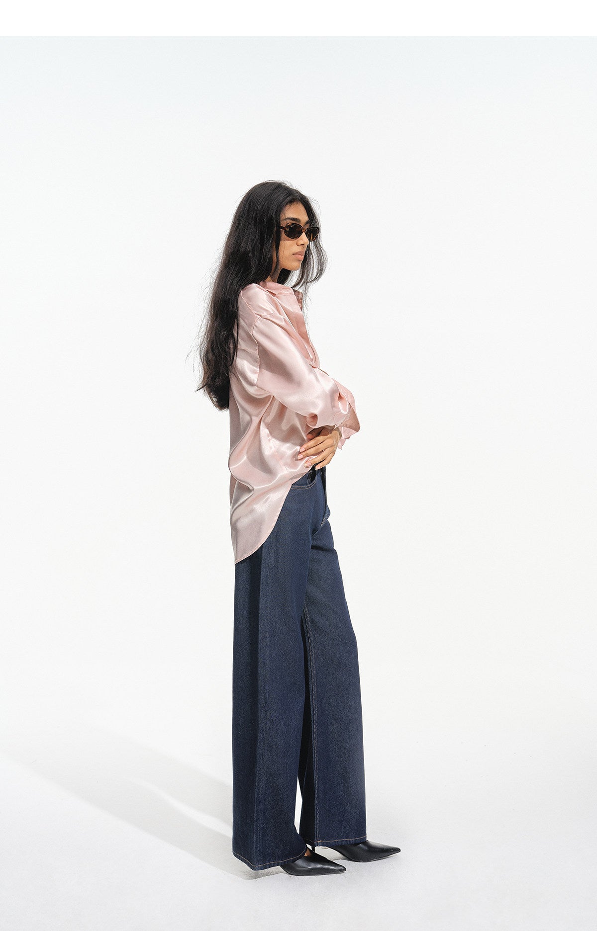 Jeans met contrasterende stiksels en hoge taille