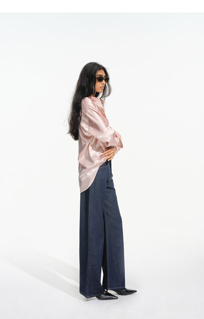 Jeans met contrasterende stiksels en hoge taille