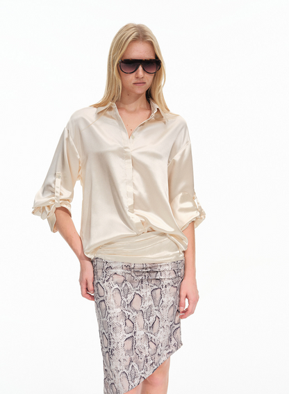 Camisa holgada de acetato brillante