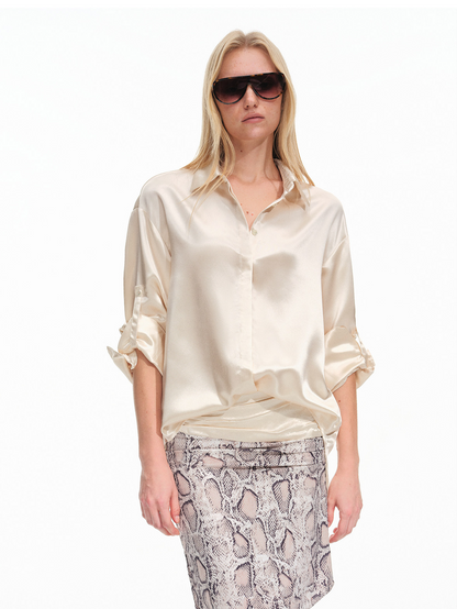 Camisa holgada de acetato brillante