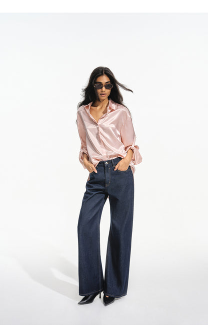 Camisa holgada de acetato brillante