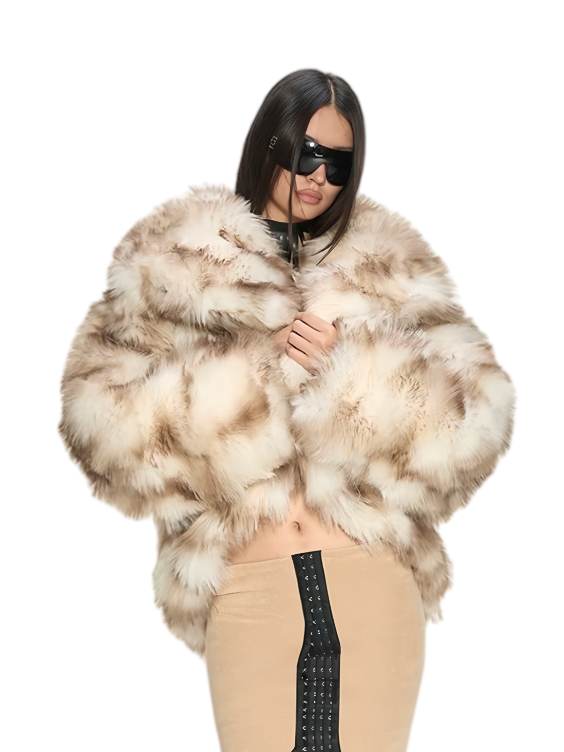 Gradient Leopard Faux Fur Coat