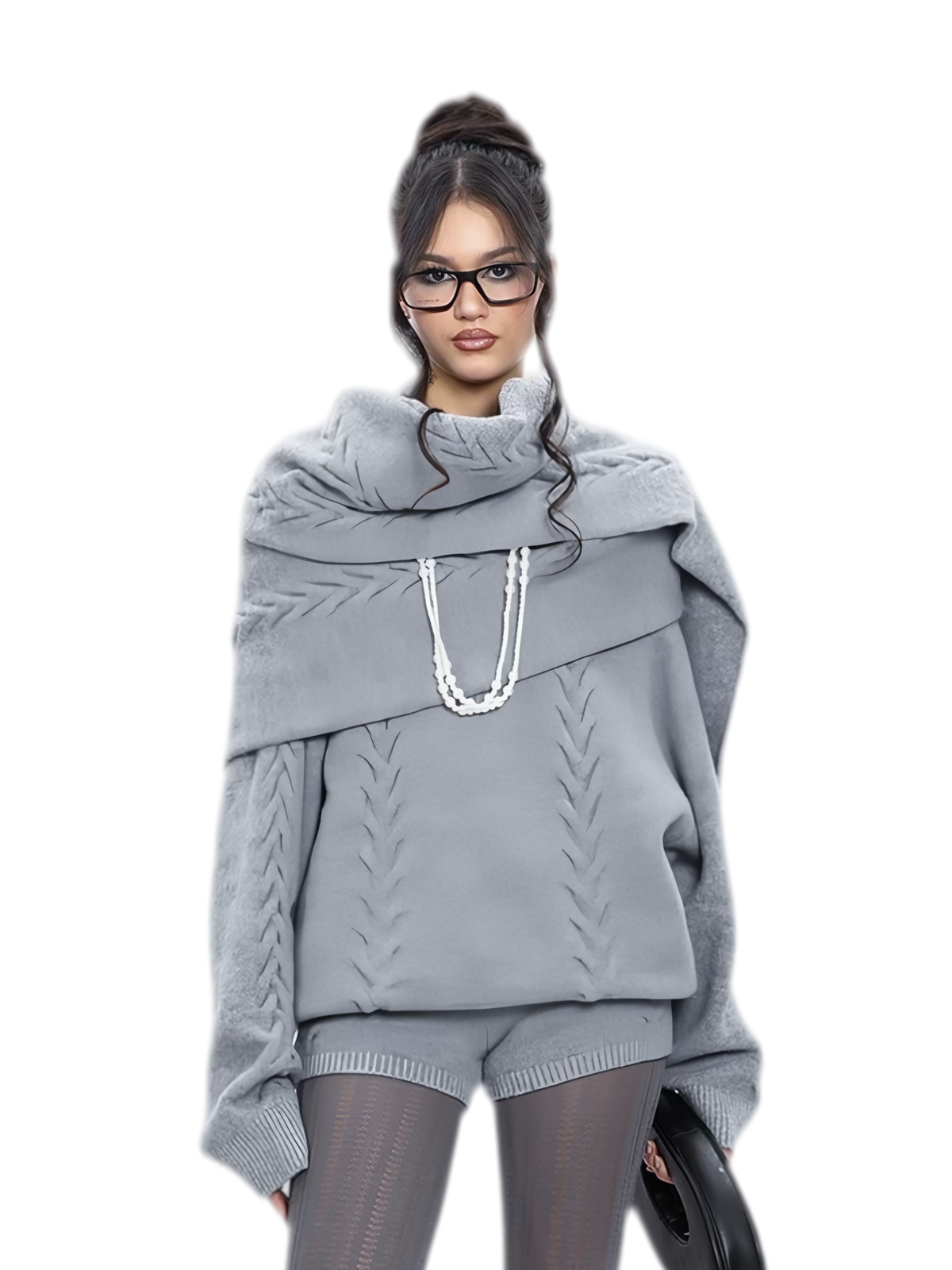 Conjunto de punto trenzado afelpado