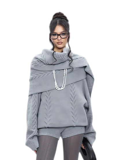Conjunto de punto trenzado afelpado