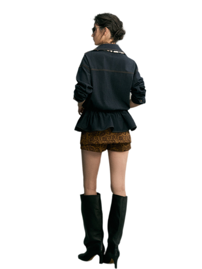 Besticktes Jeansjacken-Shorts-Set
