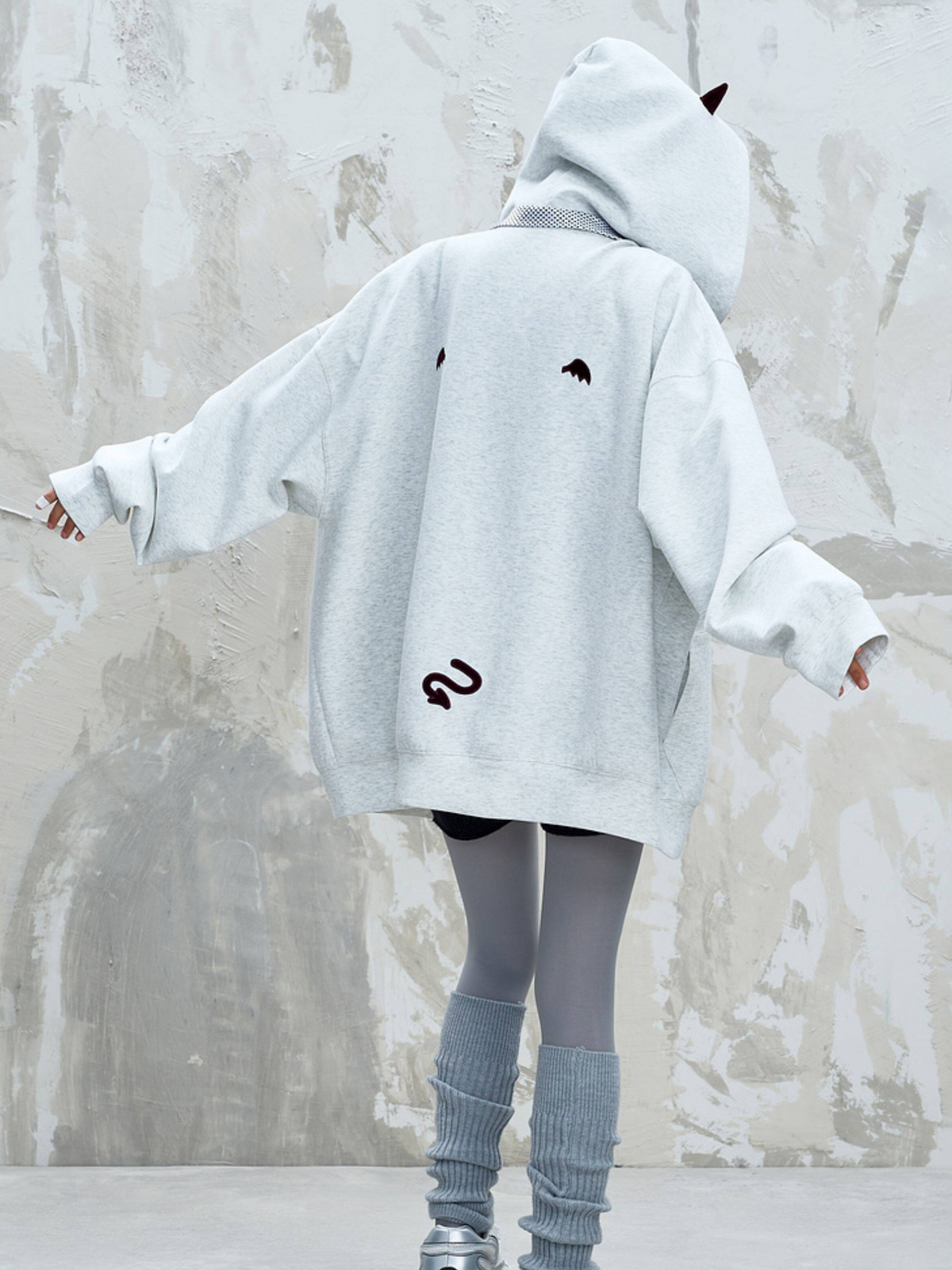 Oversized Devil Hooded Zip Jacket