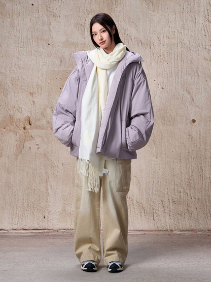 광택감 있는 루즈핏 패딩 재킷
