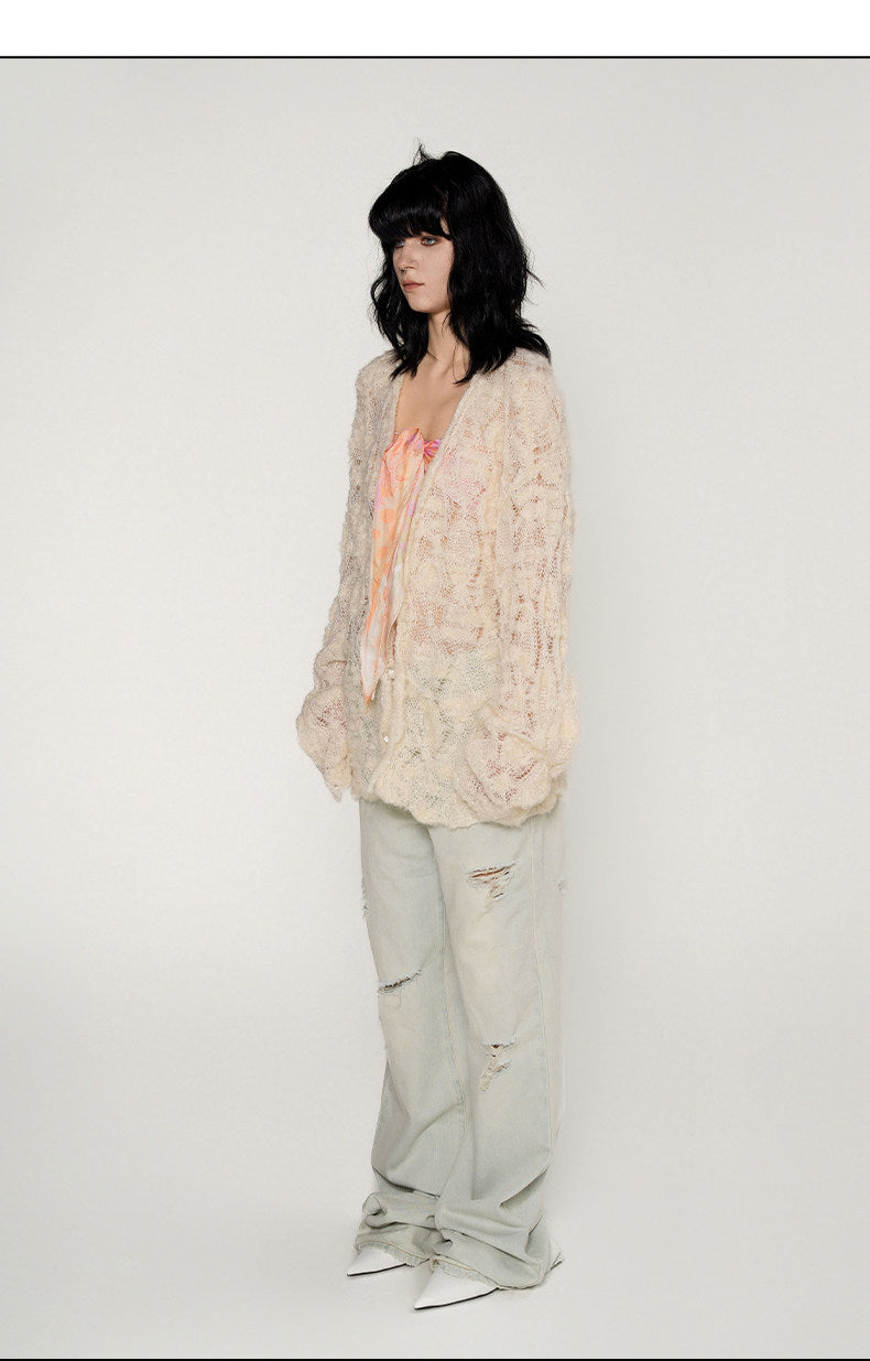 Mohair Alpaca Textured Cardigan