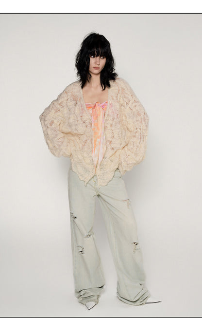 Mohair Alpaca Textured Cardigan