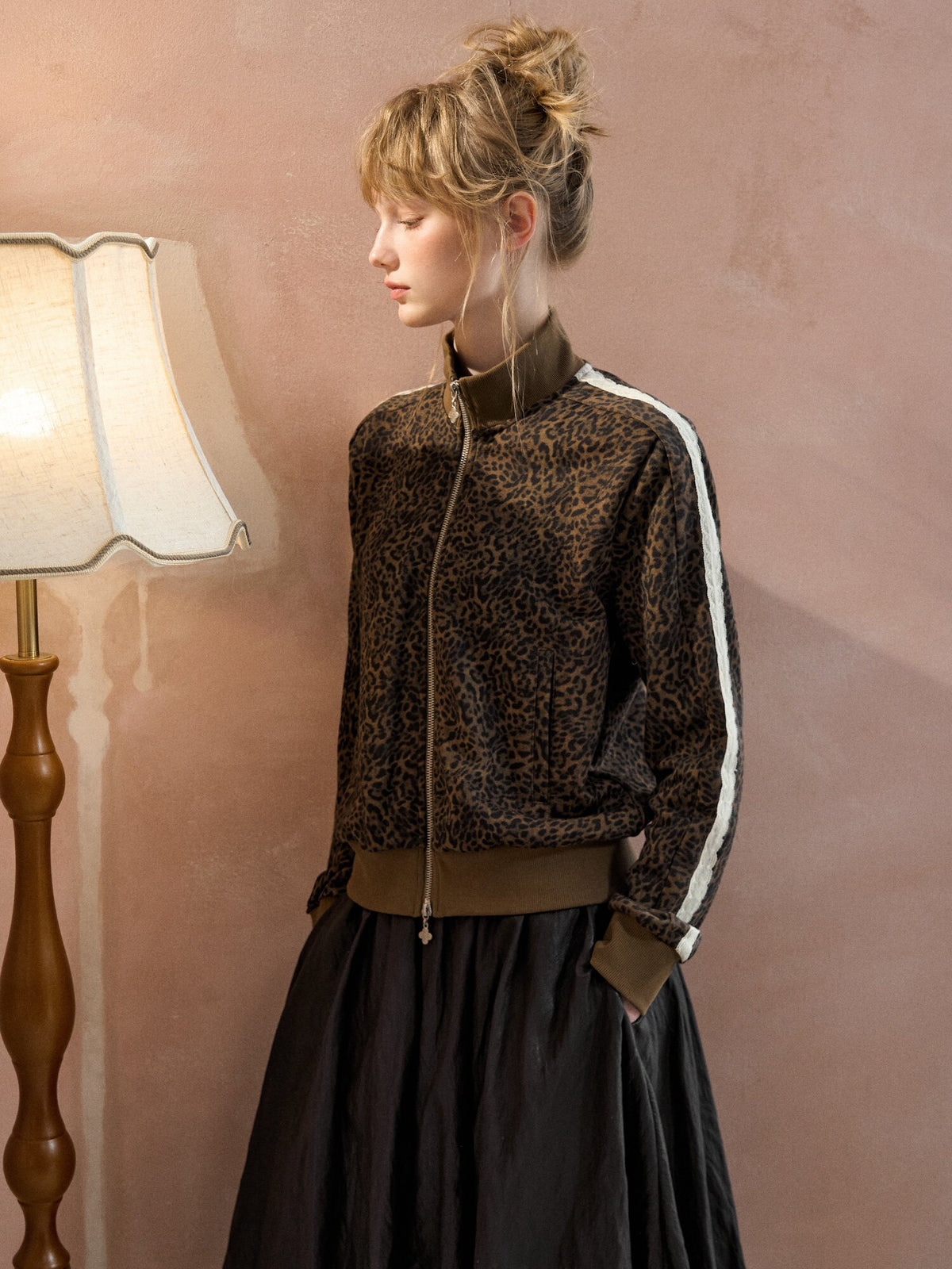 Leopard Print Cropped Zip Jacket
