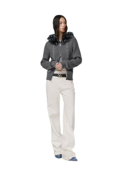 Gilet ajusté à capuche en maille torsadée