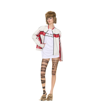 Oversized-Lederjacke mit Colorblocking