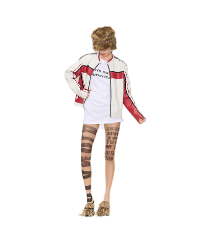 Oversized-Lederjacke mit Colorblocking