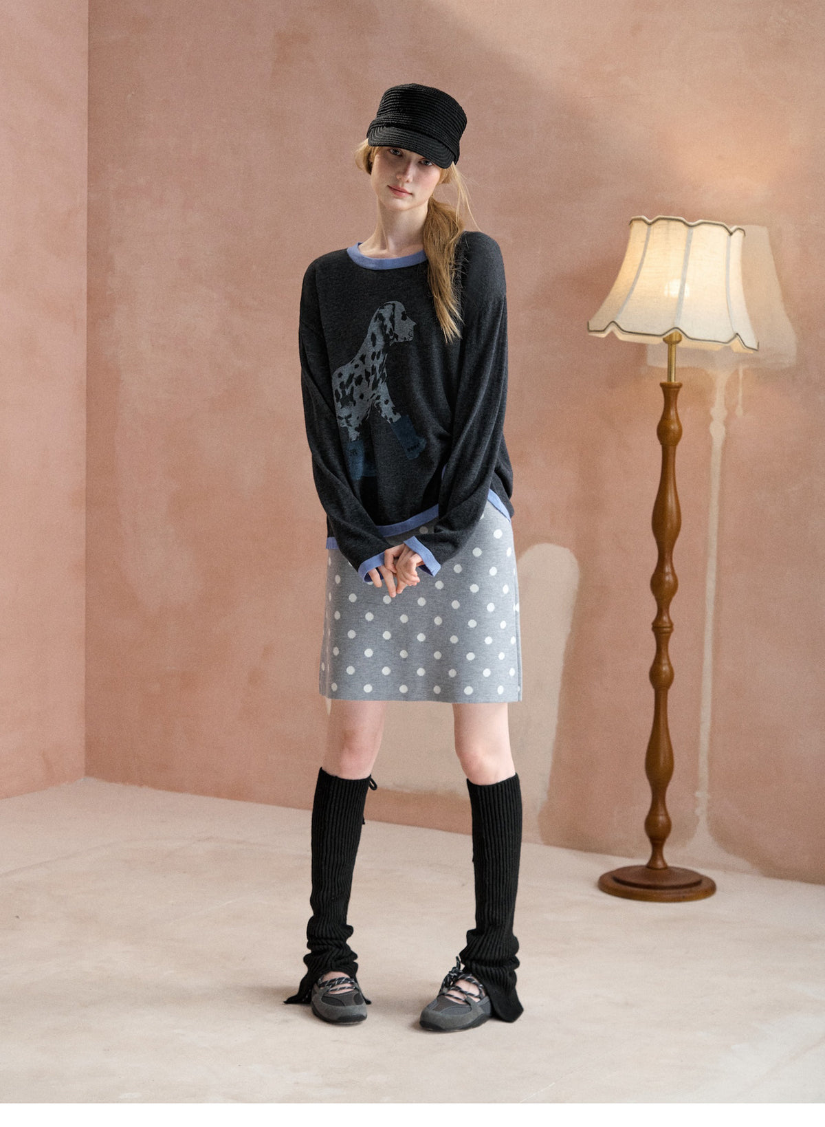 Oversized-Strickpullover mit Dalmatiner-Print
