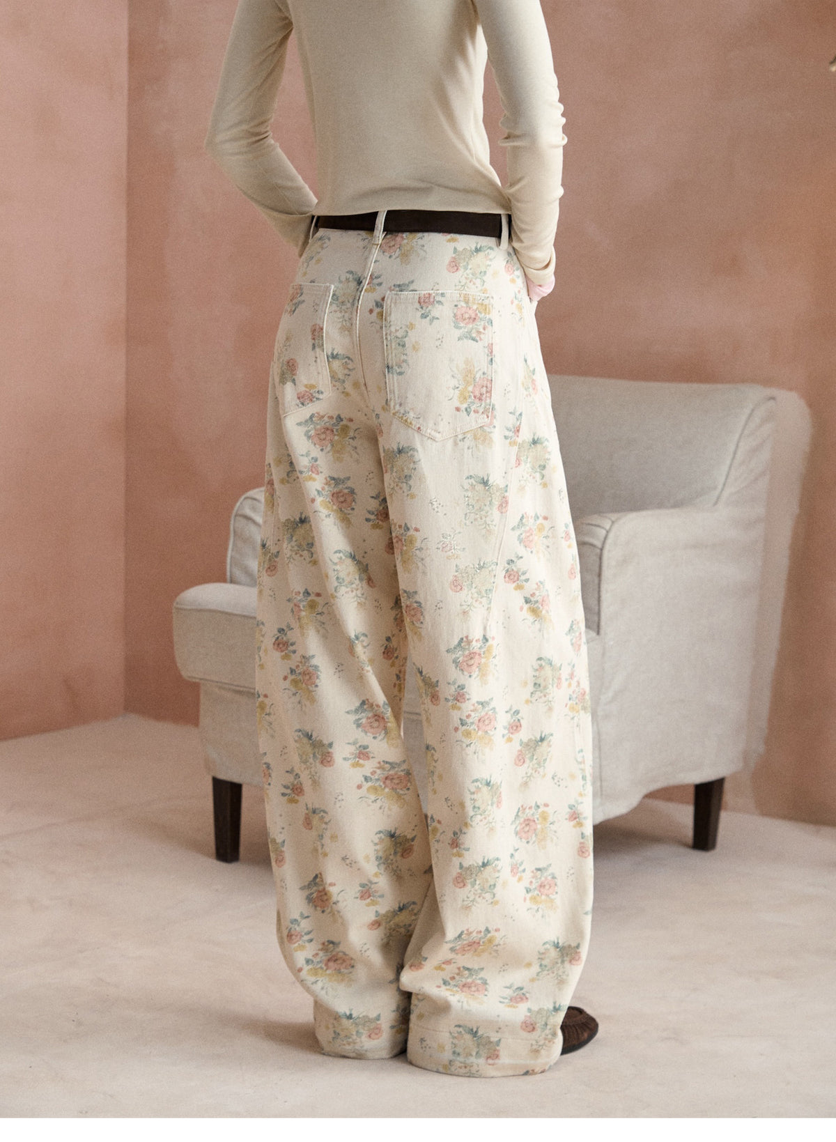 Vintage-Hose mit geschwungenem weitem Bein