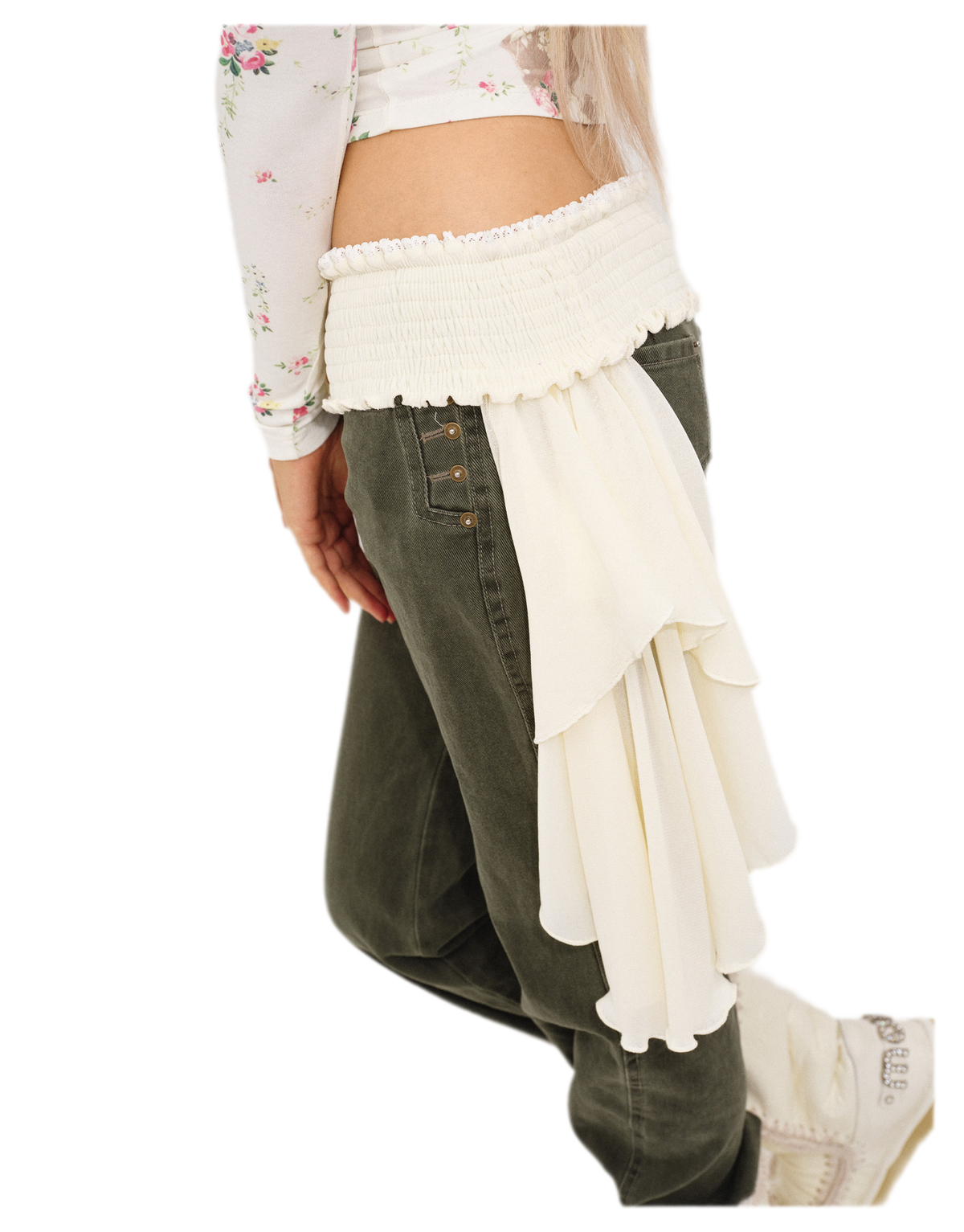 Vintage-gewaschene Hose mit geradem Bein