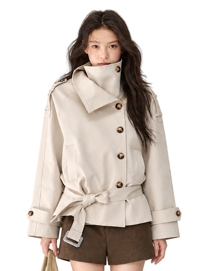 Trench coat in twill ad alta densità con cintura