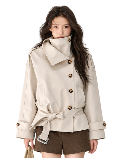 Trench coat in twill ad alta densità con cintura