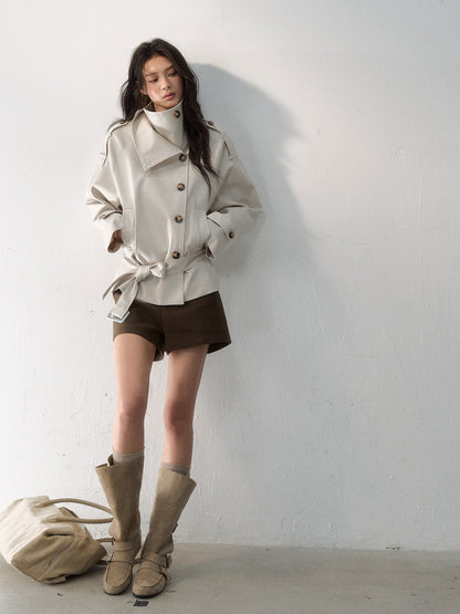 Trench coat in twill ad alta densità con cintura