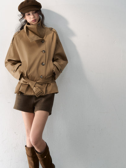 Trench coat in twill ad alta densità con cintura