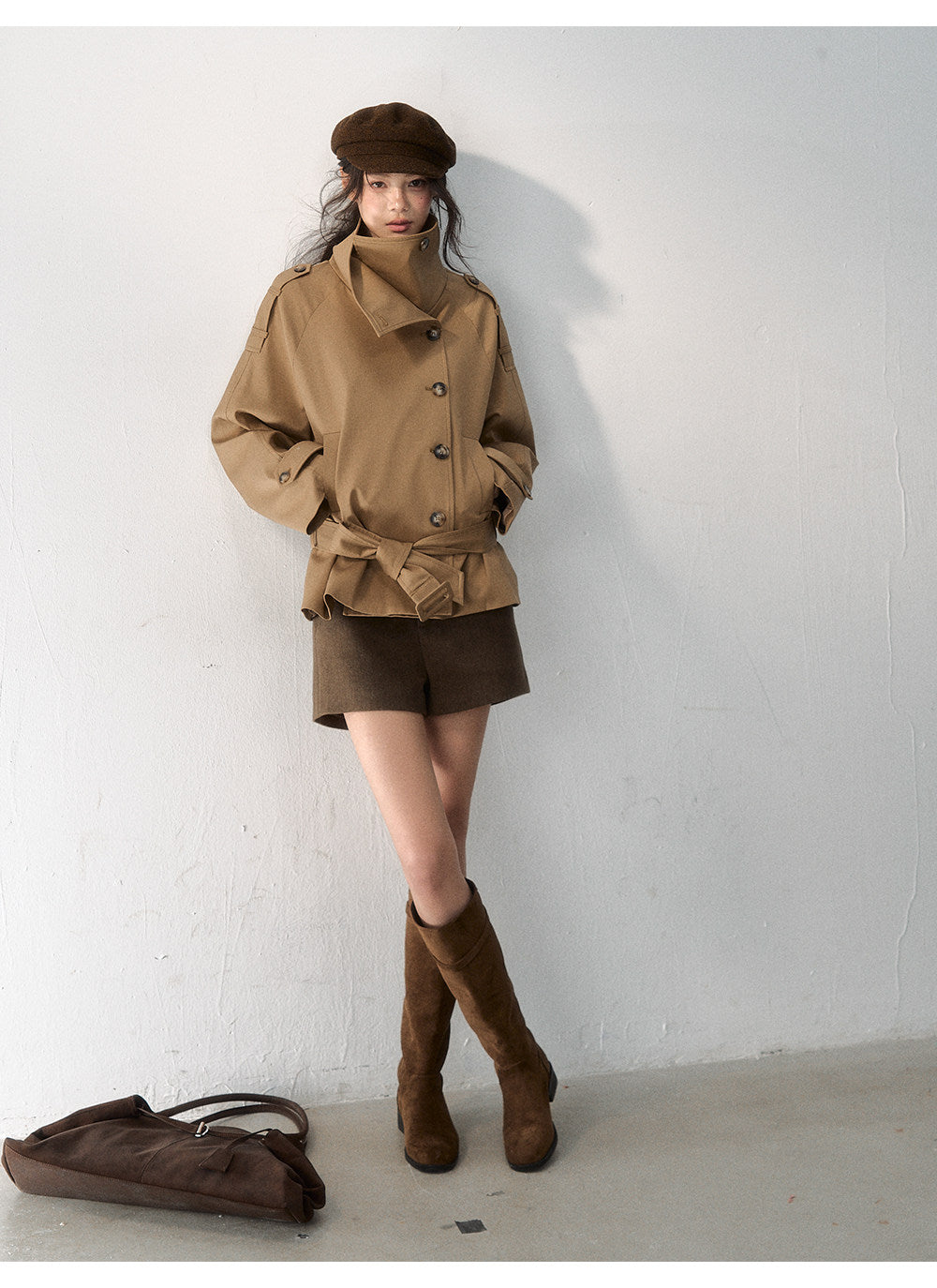 Trench coat in twill ad alta densità con cintura