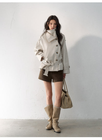 Trench coat in twill ad alta densità con cintura