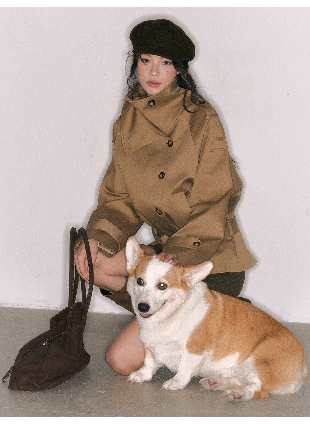 Trench coat in twill ad alta densità con cintura