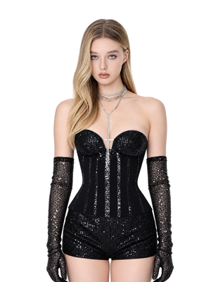 Sequin Sweetheart Fishbone Corset