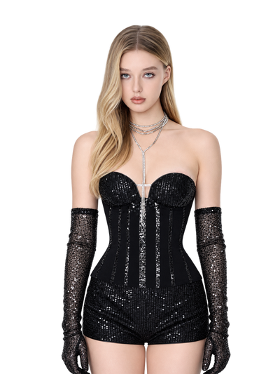 Sequin Sweetheart Fishbone Corset