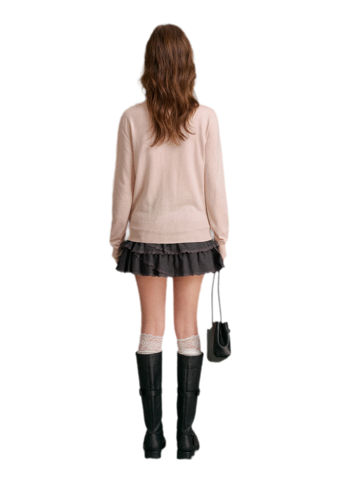 Áo cardigan cổ chữ V viền ren