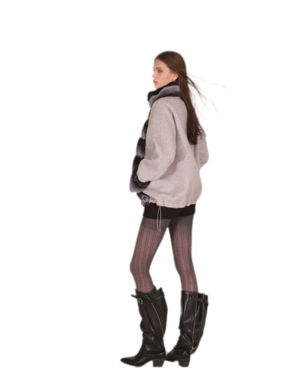 Gradient Faux-Fur Wool Coat