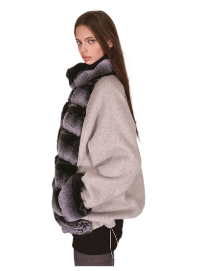 Gradient Faux-Fur Wool Coat