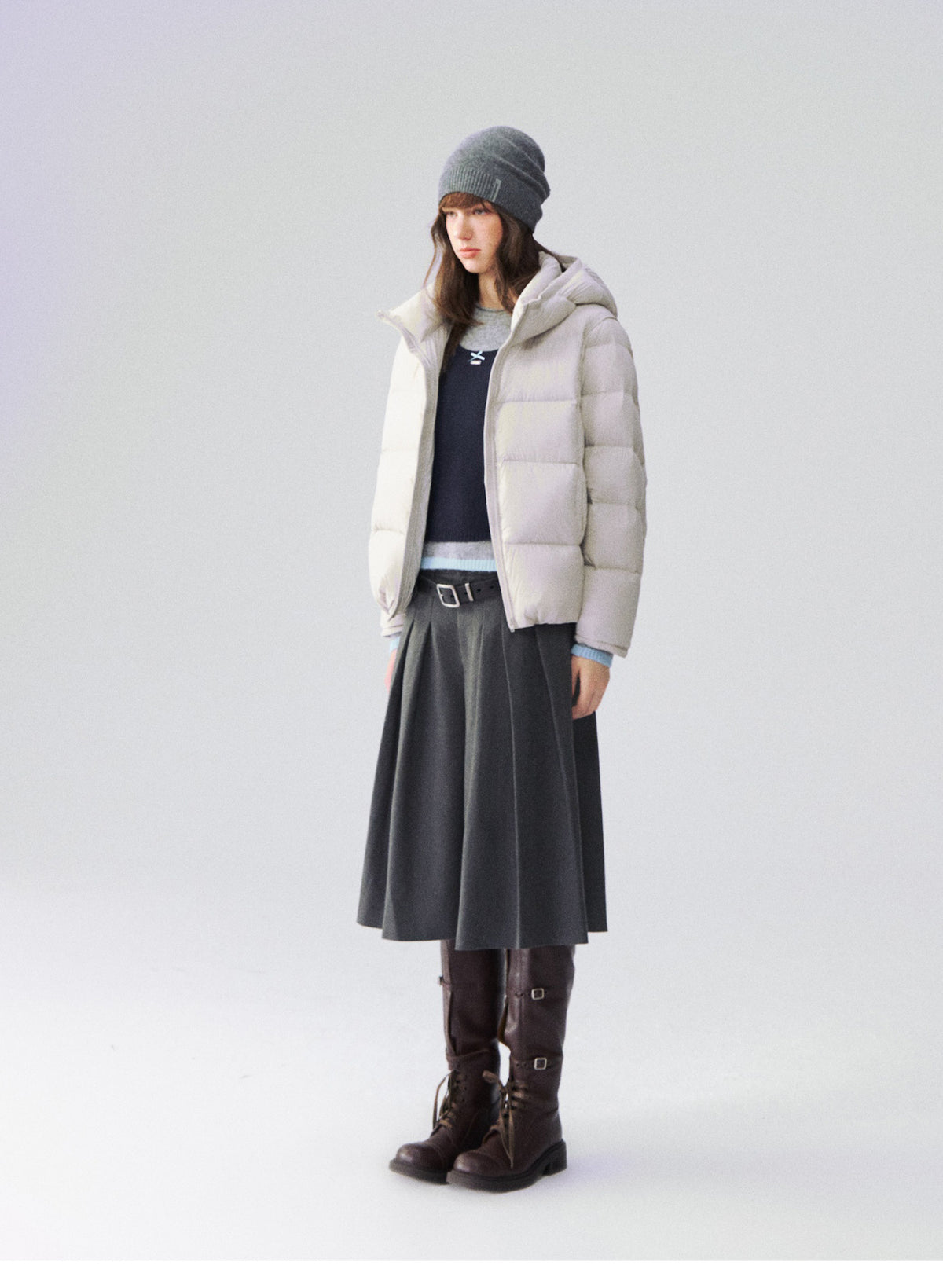 Nylon Cloud-Puff Hooded Down Jacket