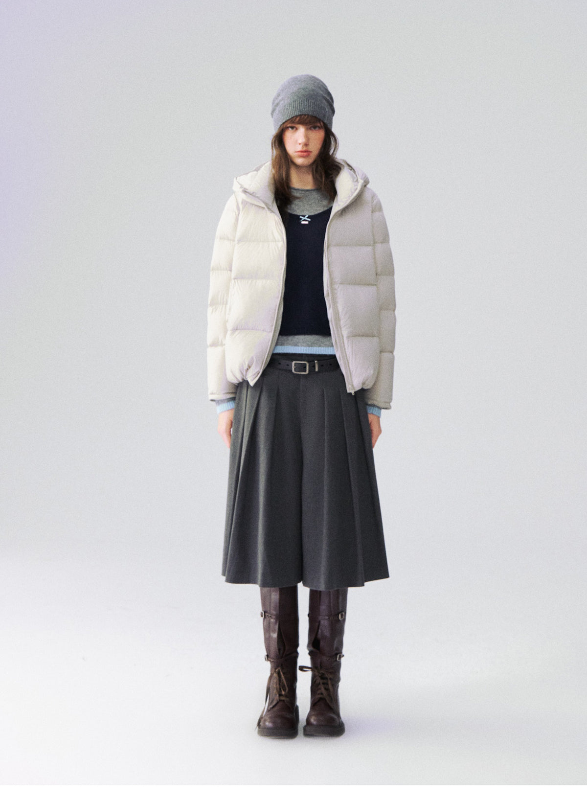 Nylon Cloud-Puff Hooded Down Jacket