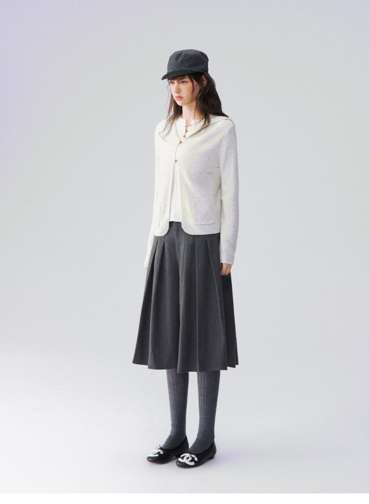 Cardigan en maille à capuche moucheté