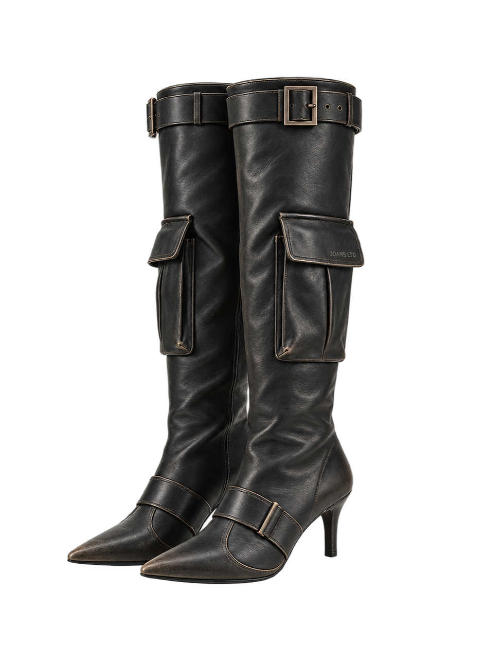 Distressed Camouflage Tall Boots