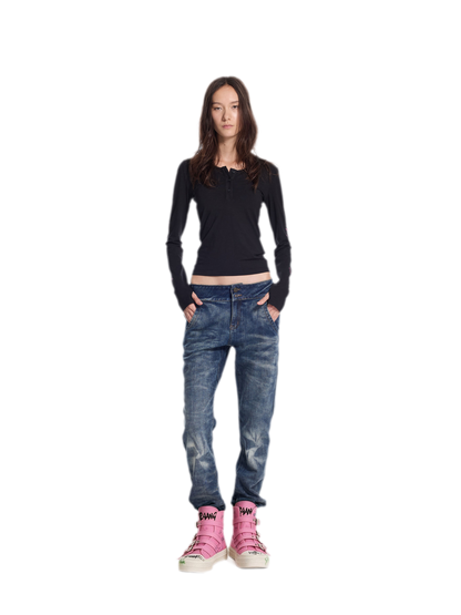 Snowflake Wash Slim Tapered Jeans