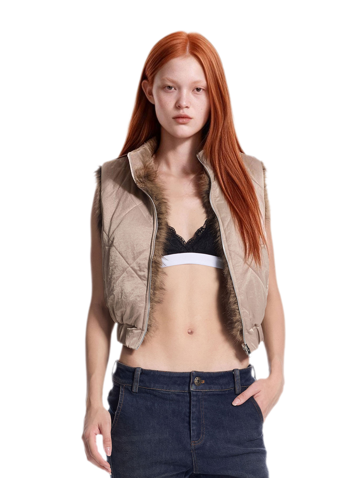 Reversible Quilted Fur Vest