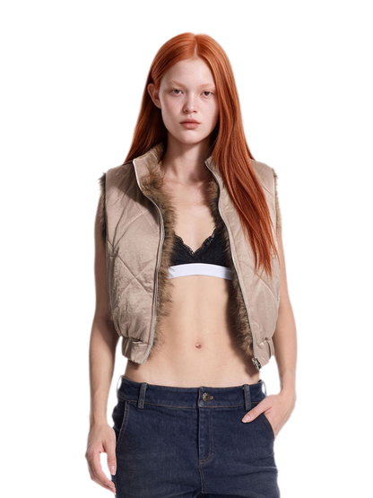 Reversible Quilted Fur Vest