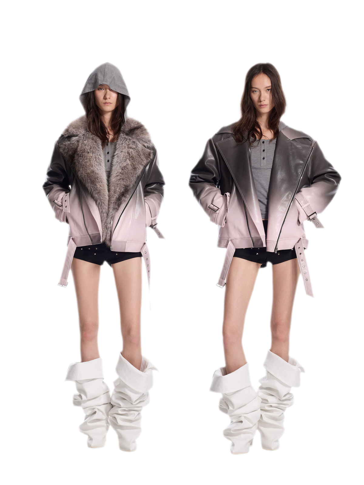 Gradient Tie-Dye Biker Jacket
