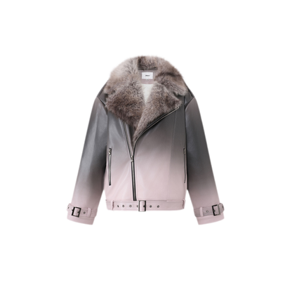 Gradient Tie-Dye Biker Jacket
