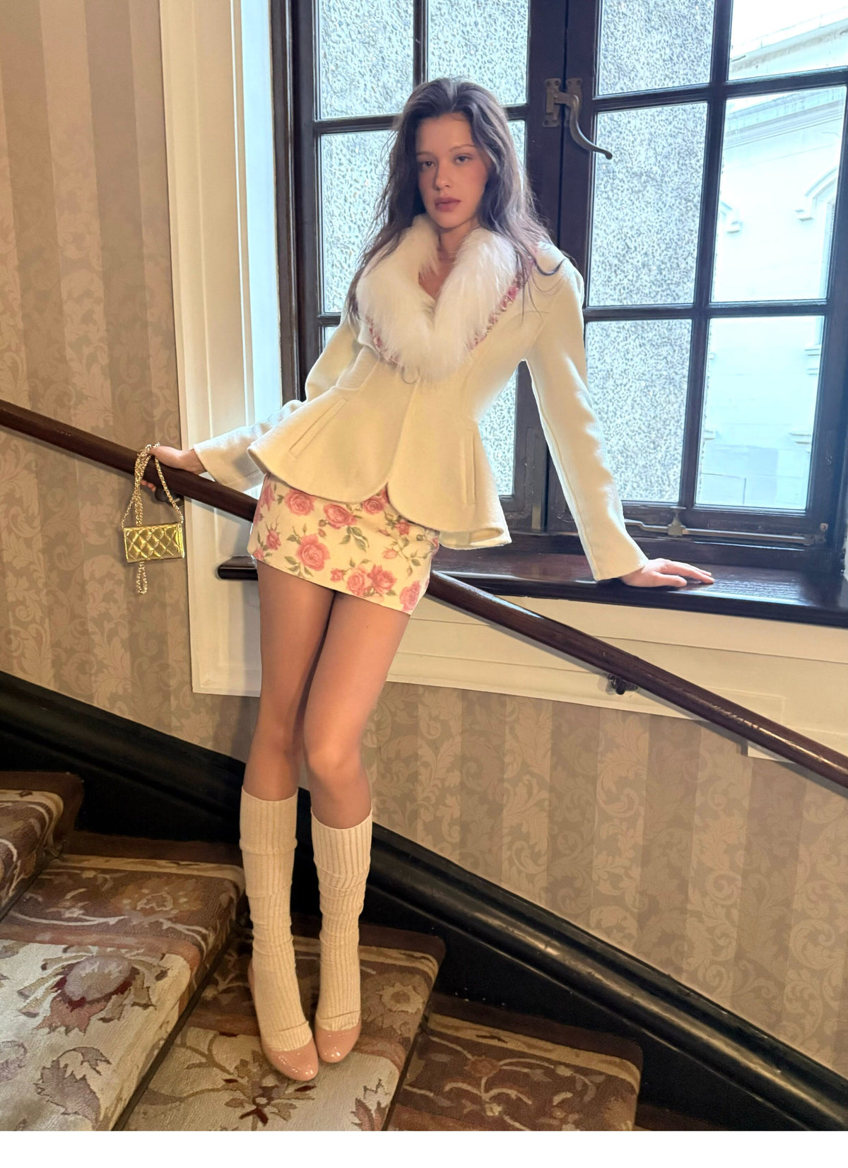 Double-Faced Wool Jacket Skirt Set