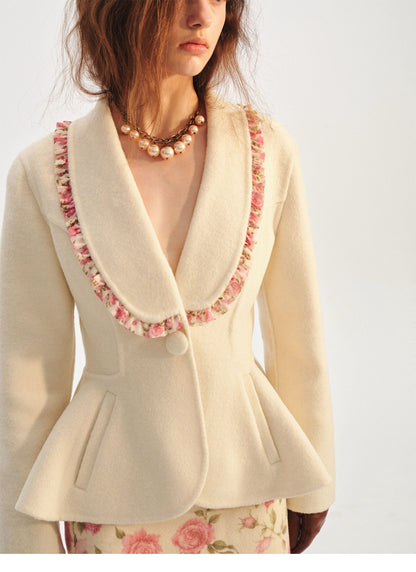 Double-Faced Wool Jacket Skirt Set
